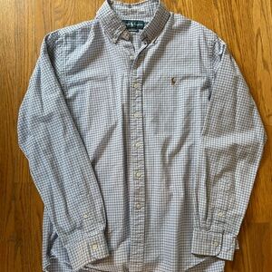 Ralph Lauren Custom Fit Gingham Shirt Blue White Large